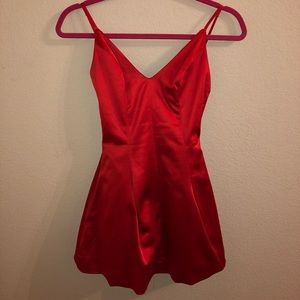 Bebe red satin mini dress